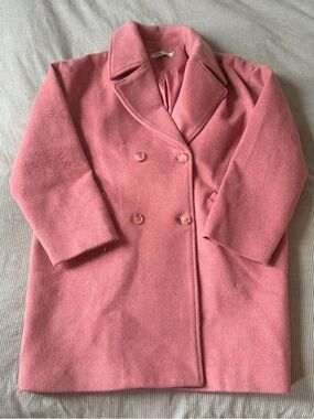 Women's Double-Breasted Pink Wool Blend Coat